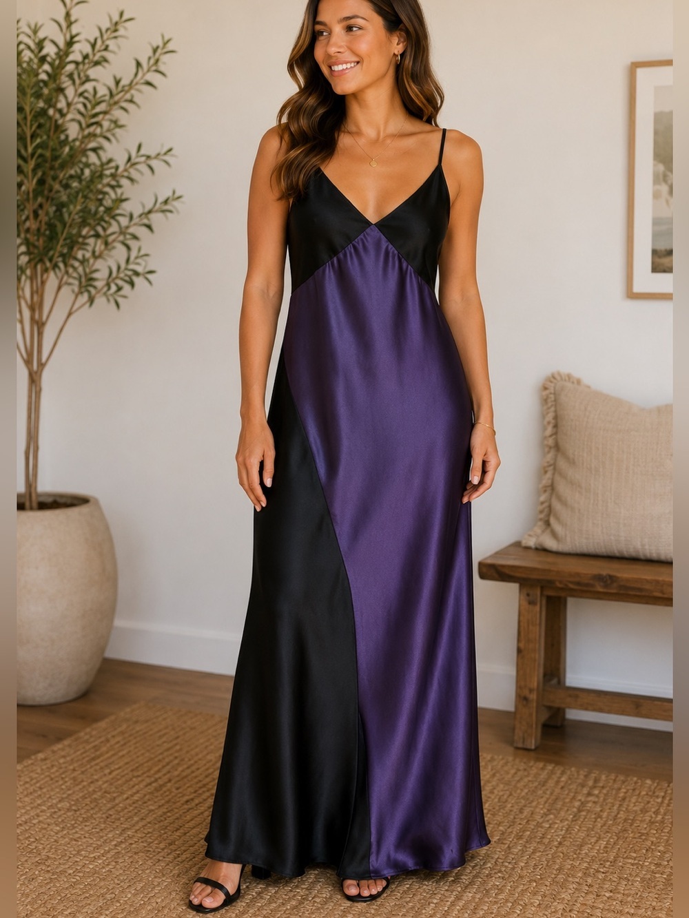 Purple Mango Women's Maxi Dress in Black and Purple